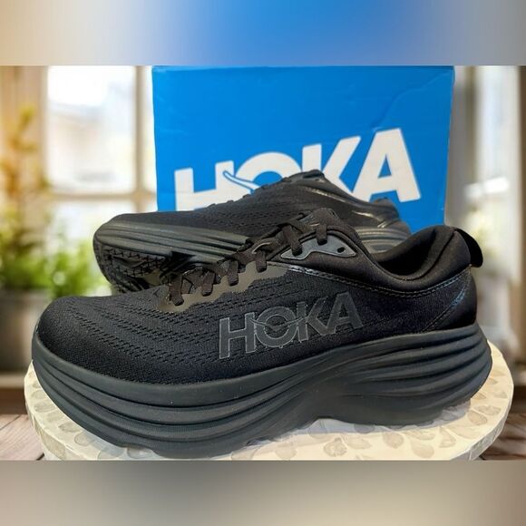 Hoka One One Bondi 8 Supportive Running Shoes Triple black - Picture 1 of 14